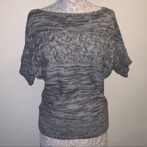 The Limited Grey Short Sleeve Cable Knit Sweater